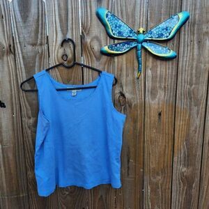 David Brooks Vintage Blue Beaded Knit Tank Women's XL